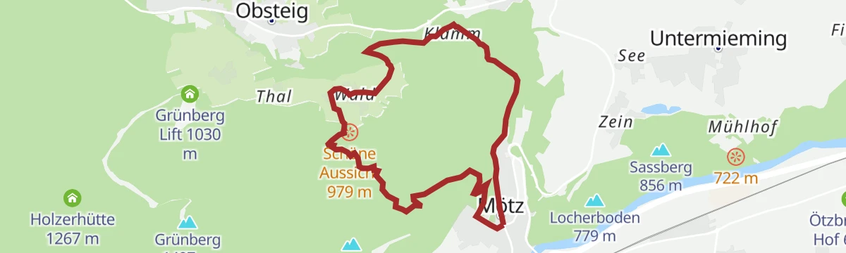 Route map: Mötz - Burg Klamm - Mötz